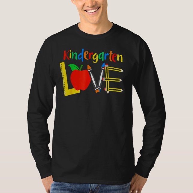 Kindergarten Love Teacher Student Classroom Tools T-Shirt (Front)