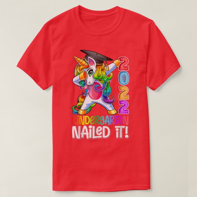 Kindergarten Nailed It Graduation Dabbing Unicorn  T-Shirt (Design Front)