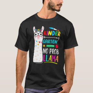 Kindergarten No Prob Llama Teacher 100 Days Of Sch T-Shirt