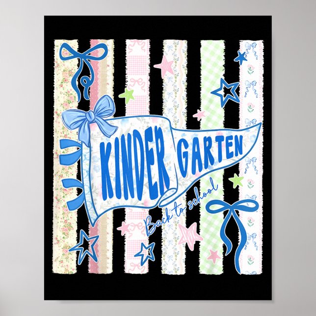 Kindergarten pennant bow back to school teacher poster (Front)