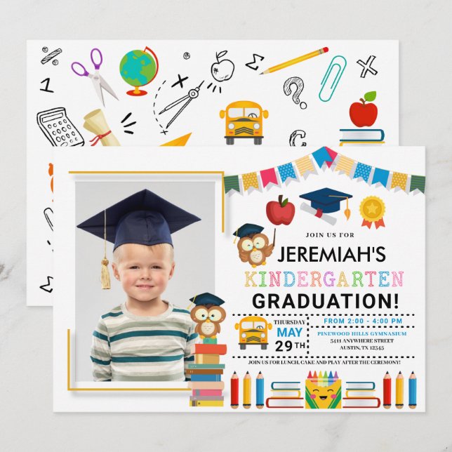 Kindergarten Photo Graduation Invitation (Front/Back)