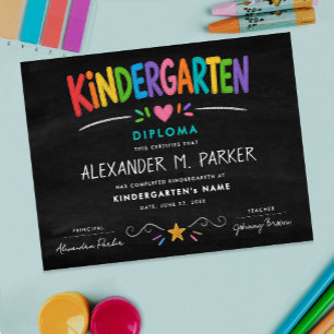 Kindergarten Preschool Cute Colourful Grad Diploma Poster
