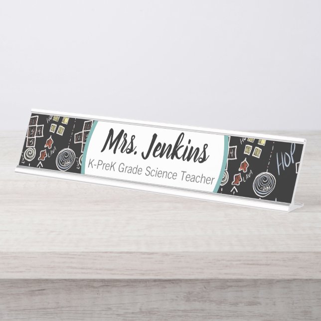  Kindergarten Preschool Teachers Chalkboard  Desk Name Plate (Front)