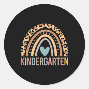 Kindergarten Rainbow Girls Boys Teacher Team Kinde Classic Round Sticker