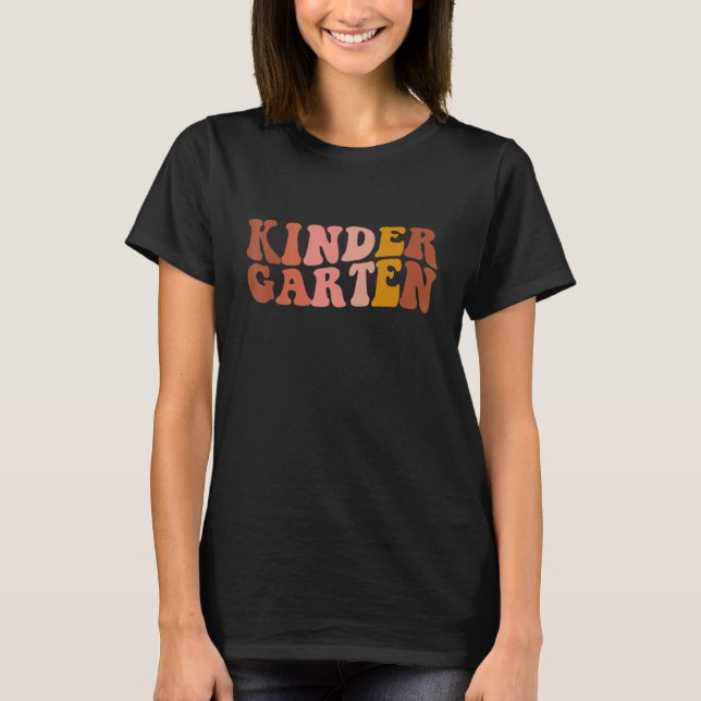 Kindergarten Rainbow Girls Boys Teacher Team Kinde T-Shirt (Front)