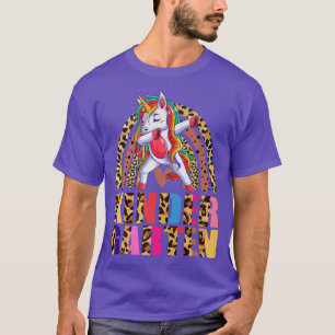 Kindergarten Rainbow Leopard Dab Unicorn Back To S T-Shirt