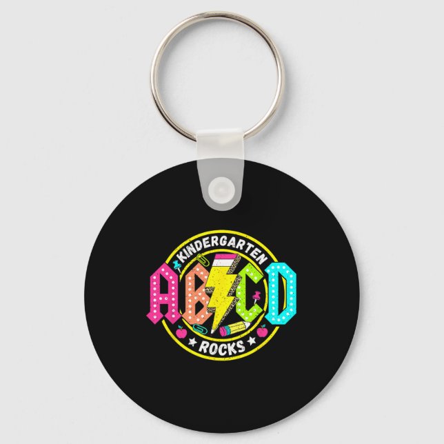 Kindergarten Rocks Abcd Ck To School Funny Rock Te Key Ring (Front)