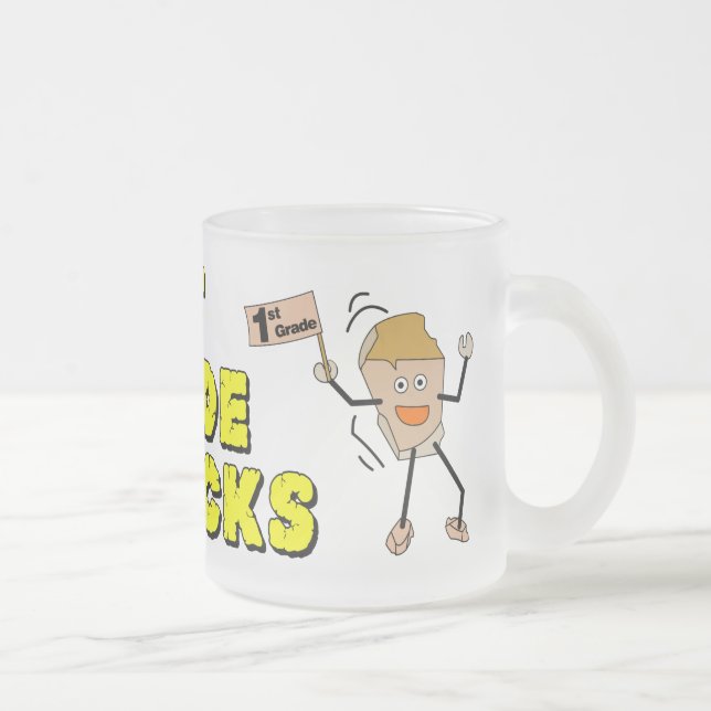 Kindergarten Rocks Frosted Glass Coffee Mug (Right)