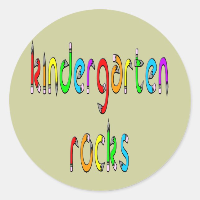 Kindergarten Rocks - Pencil Round Stickers (Front)