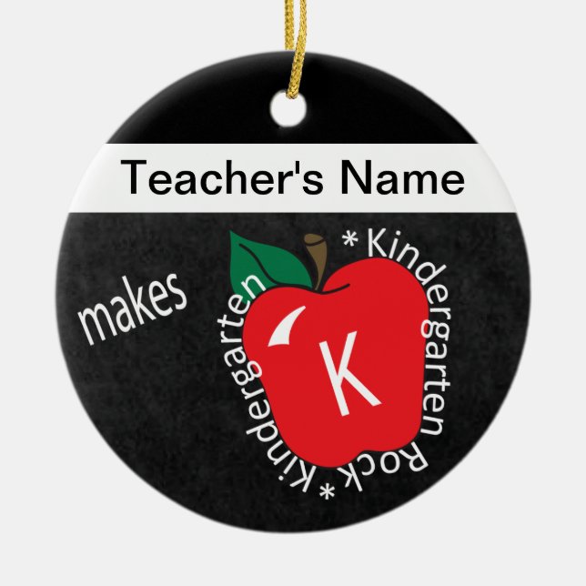 Kindergarten Rocks | School Teacher | Chalkboard Ceramic Tree Decoration (Front)