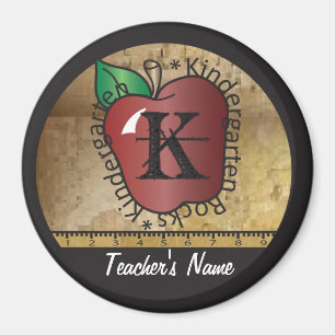 Kindergarten Rocks Vintage Style Teacher Magnet