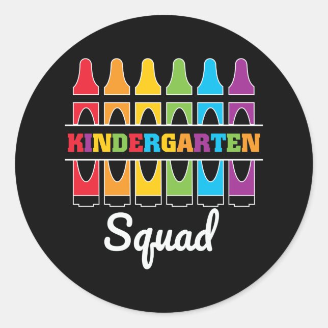 Kindergarten Squad Back To School Classic Round Sticker (Front)