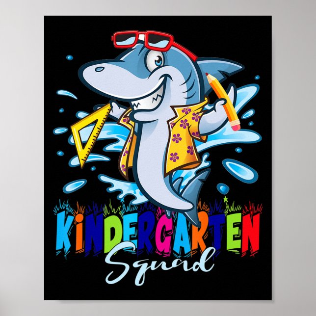 Kindergarten Squad Back to School Fun Shark for Ki Poster (Front)