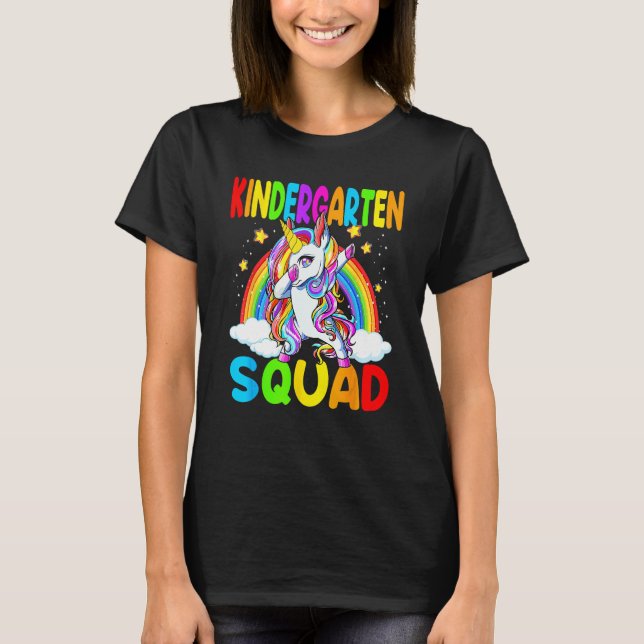 Kindergarten Squad Dabbing Unicorn Back To School  T-Shirt (Front)