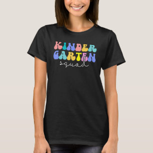 Kindergarten Squad Teacher Kids Retro Groovy Back T-Shirt