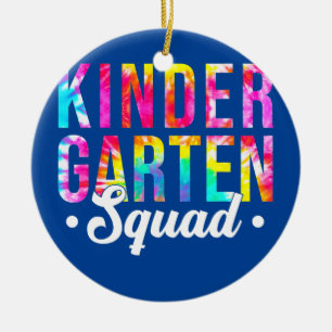 Kindergarten Squad Tie Dye Team Kindergarten Ceramic Tree Decoration