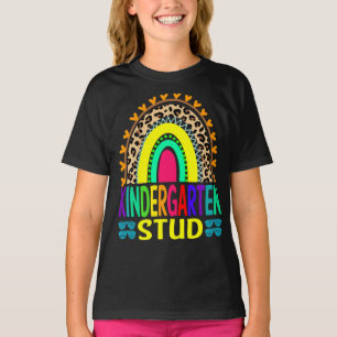 Kindergarten Stud Rainbow Leopard Back To School T-Shirt