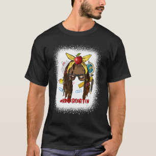 Kindergarten Teacher Afro Messy Bun Back To School T-Shirt