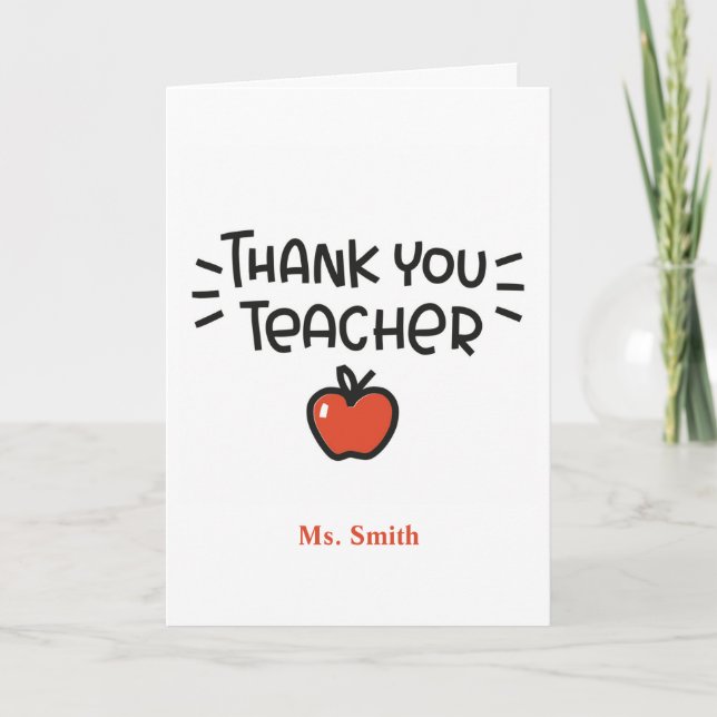 Kindergarten Teacher Appreciation Card with Apple (Front)
