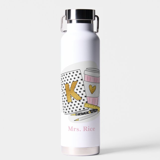 Kindergarten Teacher Appreciation Custom White Water Bottle (Front)