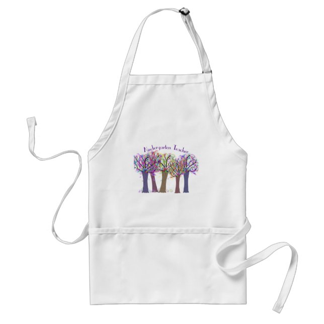 Kindergarten Teacher Artsy Trees Design Standard Apron (Front)