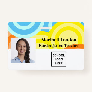 Kindergarten Teacher Colourful ID Badge