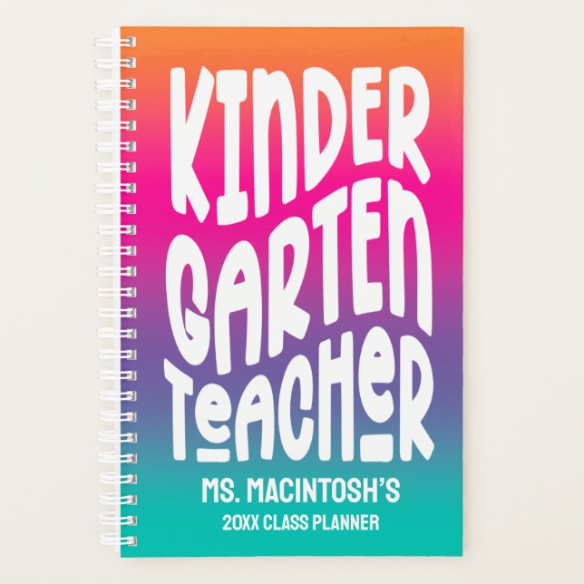 Kindergarten Teacher | Colourful Ombre Planner (Front)