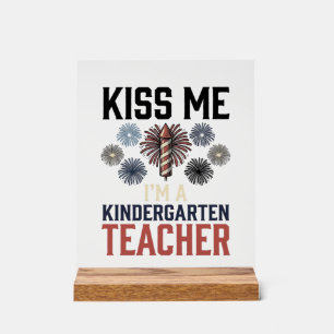 Kindergarten Teacher Fireworks Vintage Shirt Desig Acrylic Sign