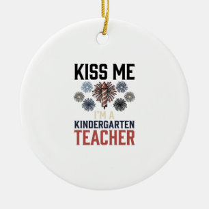Kindergarten Teacher Fireworks Vintage Shirt Desig Ceramic Tree Decoration