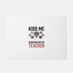 Kindergarten Teacher Fireworks Vintage Shirt Desig Doormat