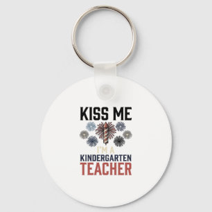 Kindergarten Teacher Fireworks Vintage Shirt Desig Key Ring
