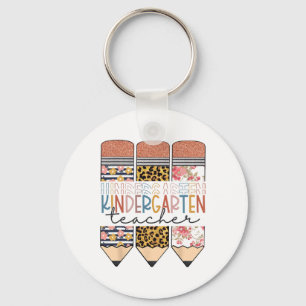 Kindergarten Teacher Fun Leopard Pencil Ck To Scho Key Ring