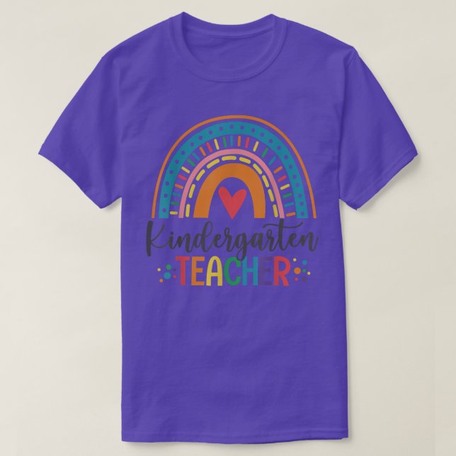 Kindergarten Teacher Funny Colourful Rainbow Back  T-Shirt (Design Front)