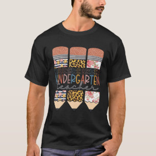 Kindergarten Teacher Funny Leopard Pencil Back To T-Shirt