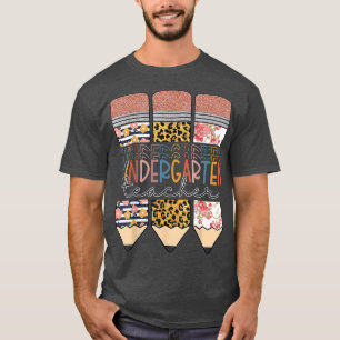 Kindergarten Teacher Funny Leopard Pencil Back To T-Shirt