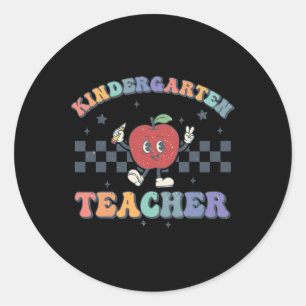 Kindergarten Teacher Groovy Back to School Team KG Classic Round Sticker