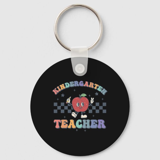 Kindergarten Teacher Groovy Ck To School Team Kg T Key Ring (Front)