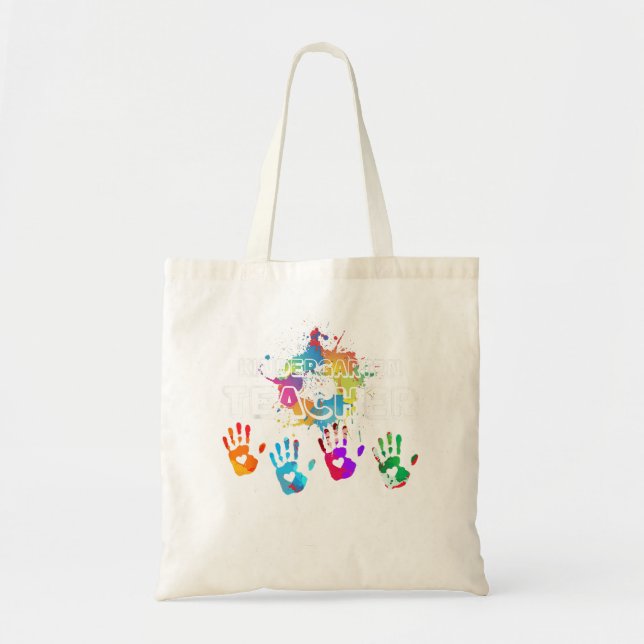 Kindergarten Teacher Handprints Shirts Back To Sch Tote Bag (Front)