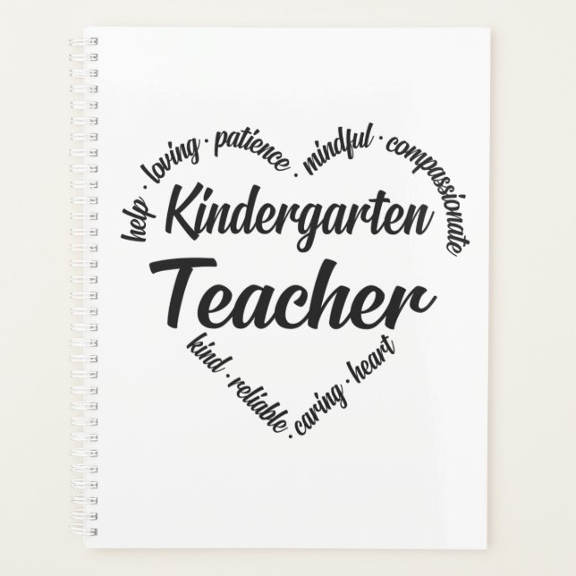 Kindergarten Teacher Heart Word Cloud Planner (Front)