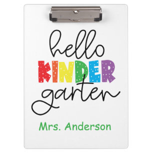 Kindergarten Teacher Hello Kindergarten Clipboard