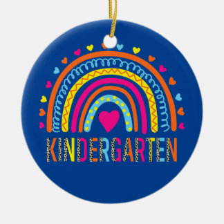 Kindergarten Teacher Leopard Rainbow Back To Ceramic Tree Decoration