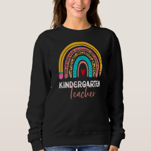 Kindergarten Teacher Leopard Rainbow Back To Schoo Sweatshirt
