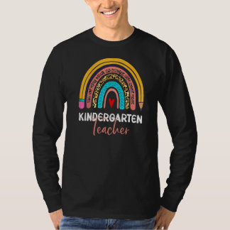 Kindergarten Teacher Leopard Rainbow Back To Schoo T-Shirt