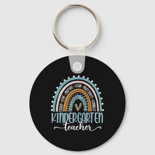 Kindergarten Teacher Leopard Rainbow First Day Of Key Ring