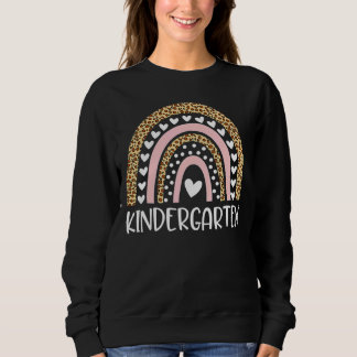 Kindergarten Teacher Leopard Rainbow Teacher Back  Sweatshirt