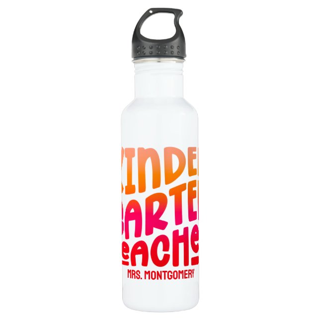 Kindergarten Teacher Orange Red Ombre 710 Ml Water Bottle (Front)