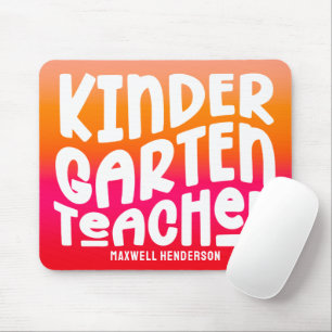 Kindergarten Teacher Orange Red Ombre Mouse Mat