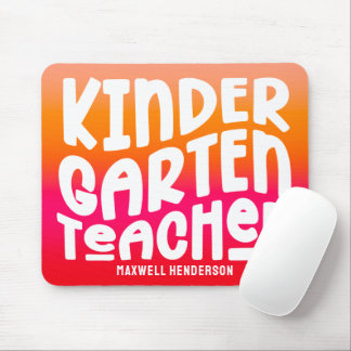 Kindergarten Teacher Orange Red Ombre Mouse Mat