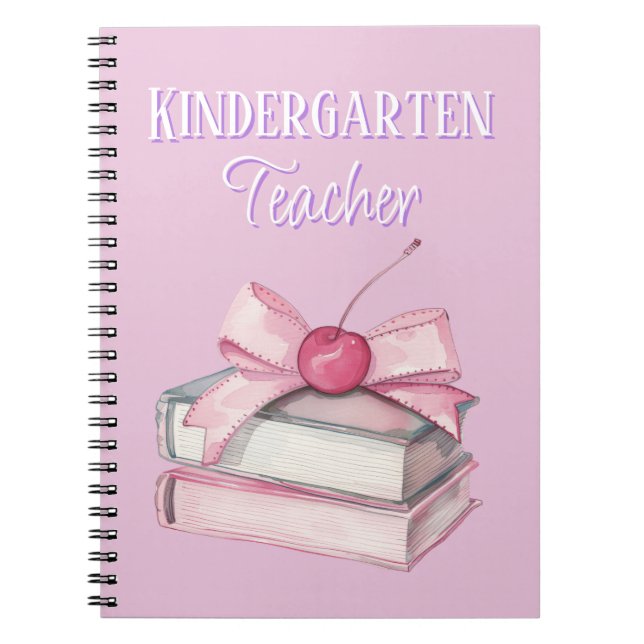Kindergarten Teacher Pink Custom Notebook (Front)