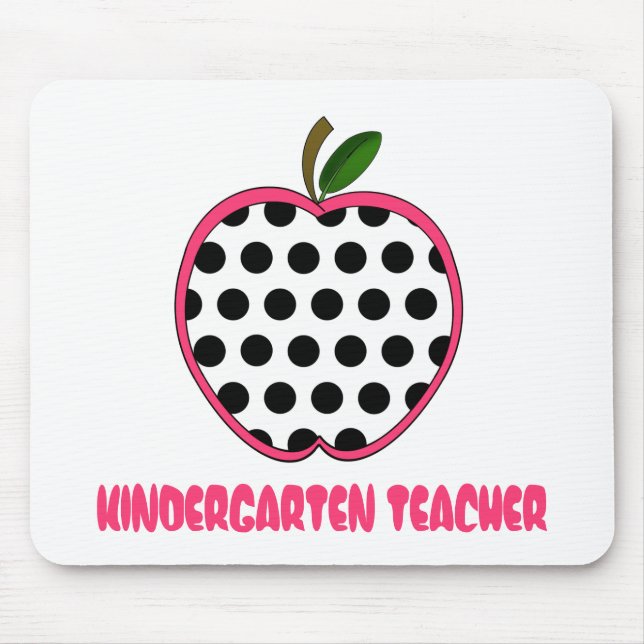 Kindergarten Teacher Polka Dot Apple Mouse Mat (Front)
